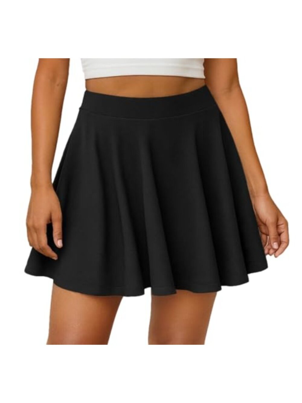 Pleated High Waisted Stretchy Mini Skirt for Women Summer A-Line Flared